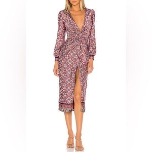 Majorelle Revolve Augustina Midi Dress Size Small Mosaic Multi